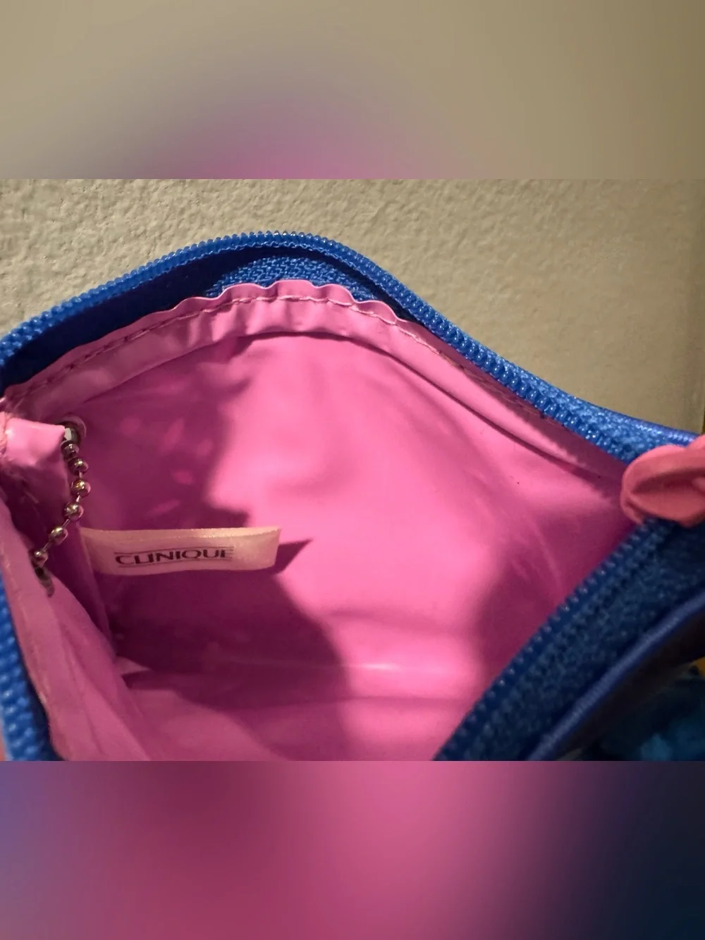 Clinique Blue Floral Cutout Cosmetic Coin Pouch - Picture 4 of 4